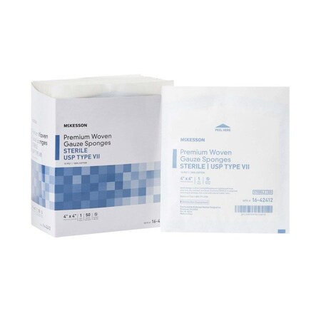 Mckesson Sterile USP Type VII Gauze Sponge, 4 x 4 Inch, 50PK 16-42412